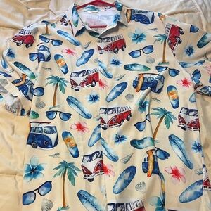 Tropical Print Casual Button Down Shirt